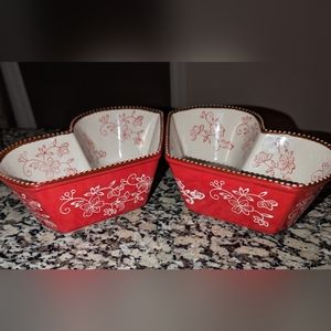 Temptations Red Floral Lace Bakeware Set of 3